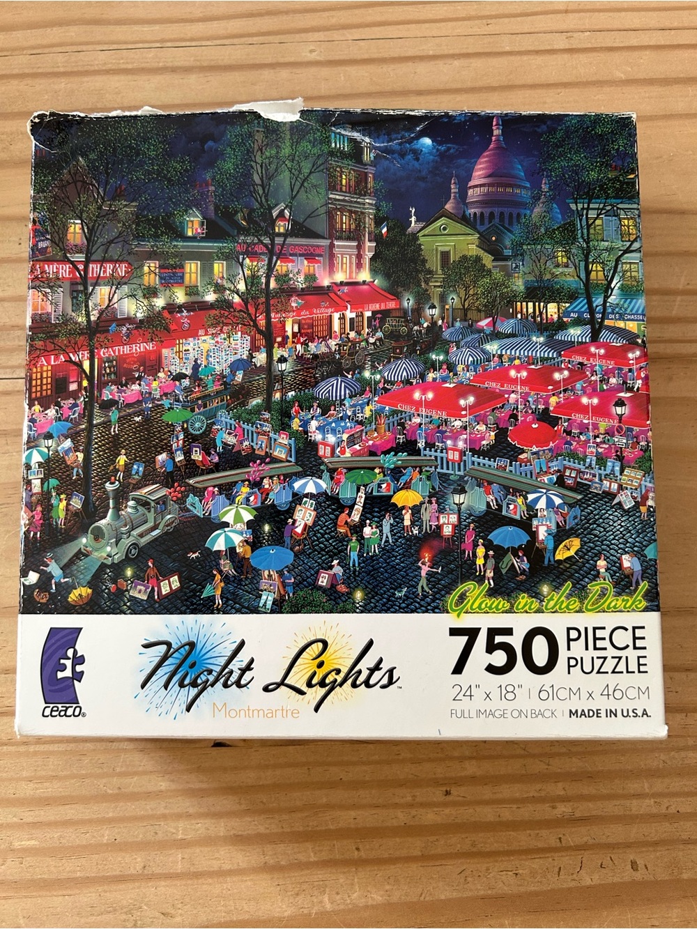 Ceaco Night Lights Montmartre 750-Piece Puzzle - Vibrant Red & Blue Scene